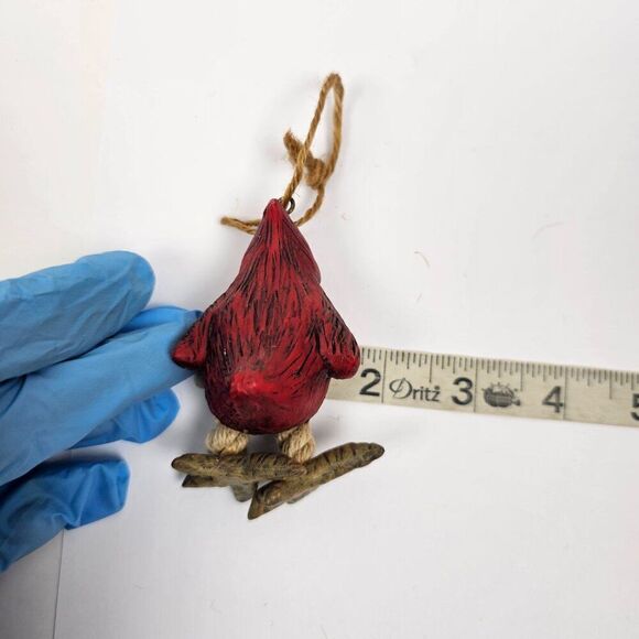 Vintage Bert Anderson Christmas Cardinal Bird Ornament 2002 Dangle Jute Folk Art - Picture 7 of 14